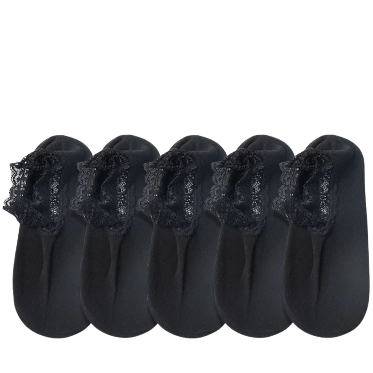 Women's velvet lace-trimmed grip socks set 5-pair featherlight warm cozy indoor lounge