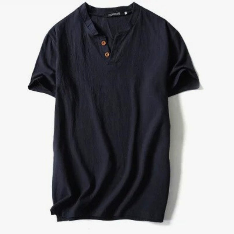 Unisex linen V-neck t-shirt lightweight breathable everyday casual tee natural fabric