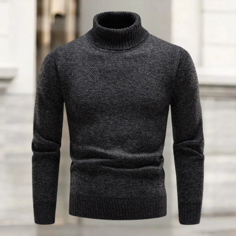 Ivory ribbed turtleneck knit sweater unisex midweight soft texture minimalist everyday warmth