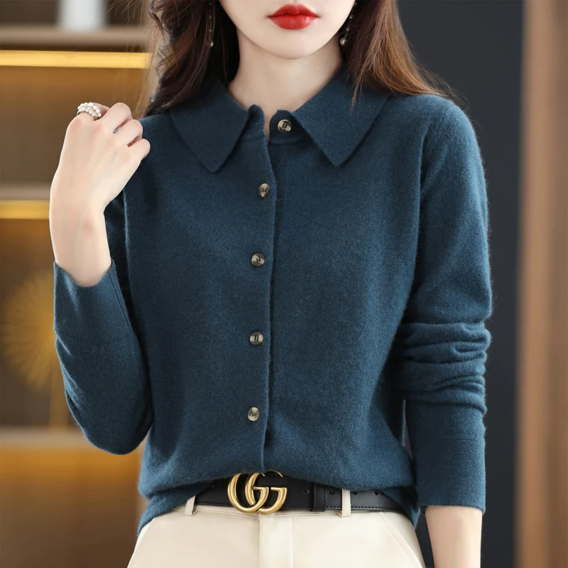 Women's soft knit button-up top tailored fit with tortoiseshell buttons buttery-smooth lightweight fabric