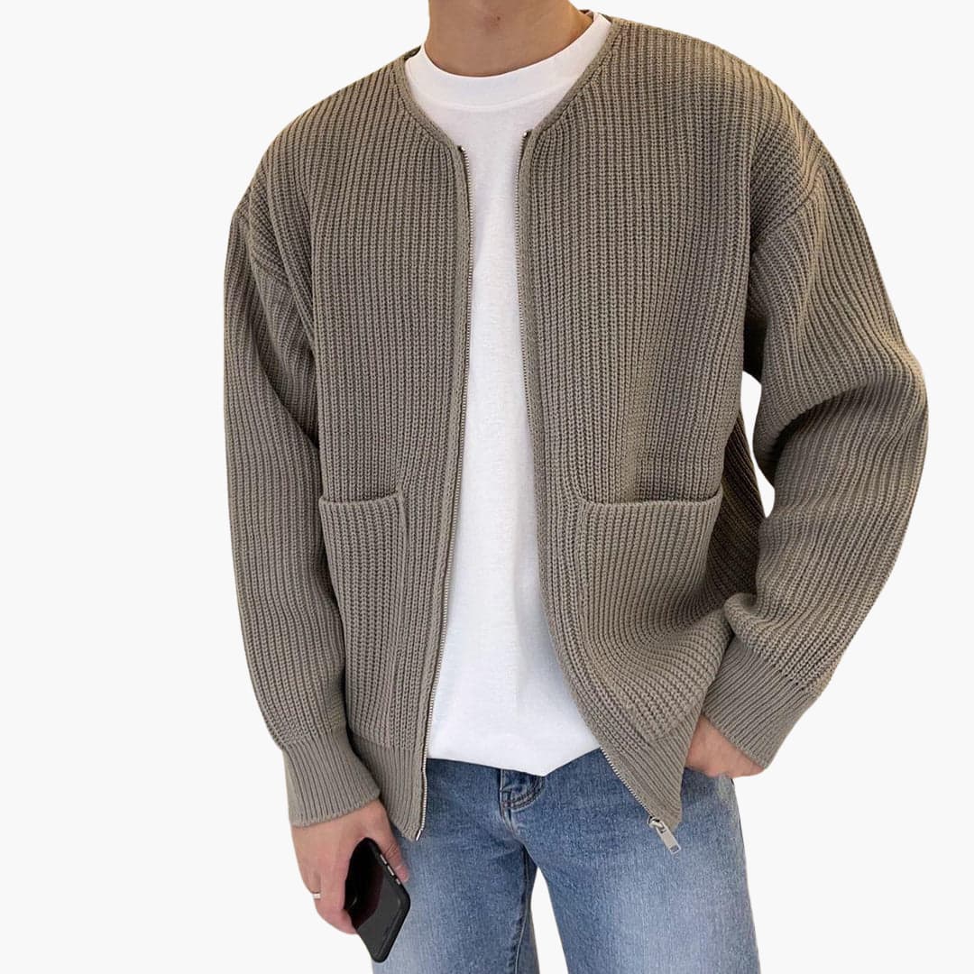 Retro printed pattern cardigan soft breathable fabric cozy warm vintage-style layering piece