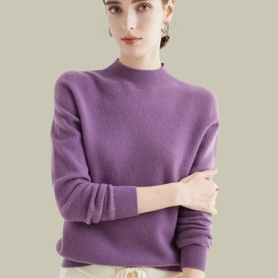 Paige women's wool blend mock neck sweater classic fit soft knit everyday layering essential