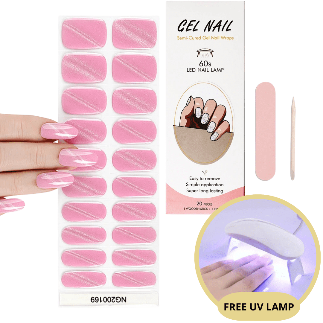 Gel nail sticker kit with UV lamp for beginners, long-lasting salon-quality manicure at home