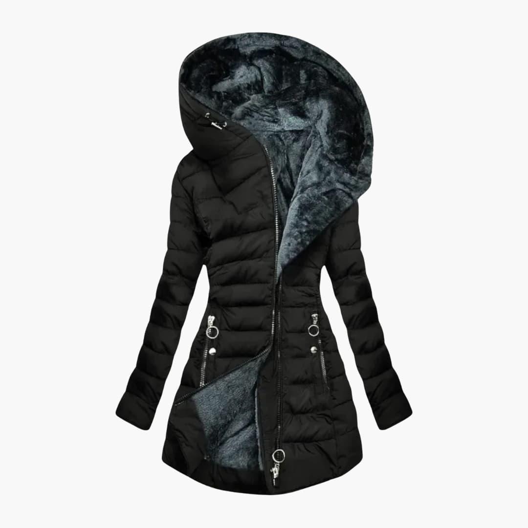 Women's insulated winter coat warm stylish cozy outerwear cold weather premium comfort modern silhouette
