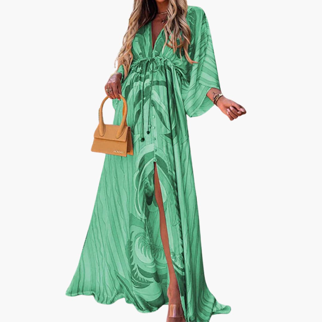 Women's colorful floral print maxi dress lightweight breathable summer style vibrant hues