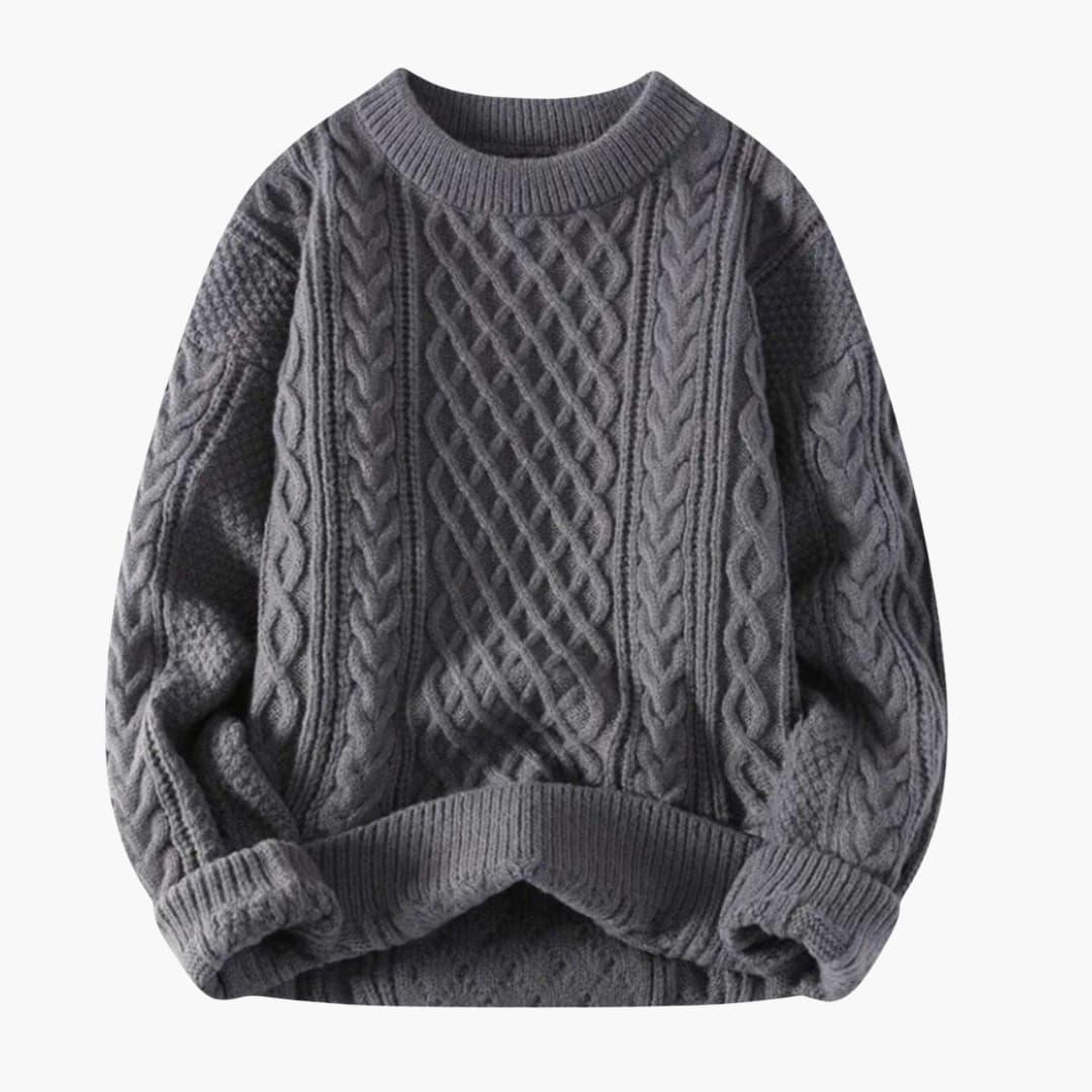 Men's casual knit sweater winter warm versatile slim cut ribbed collar office city style