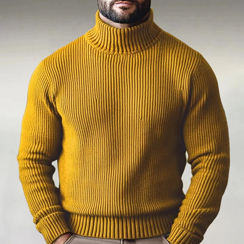 Women's ribbed turtleneck sweater tailored fit dense knit mock neck versatile layering piece