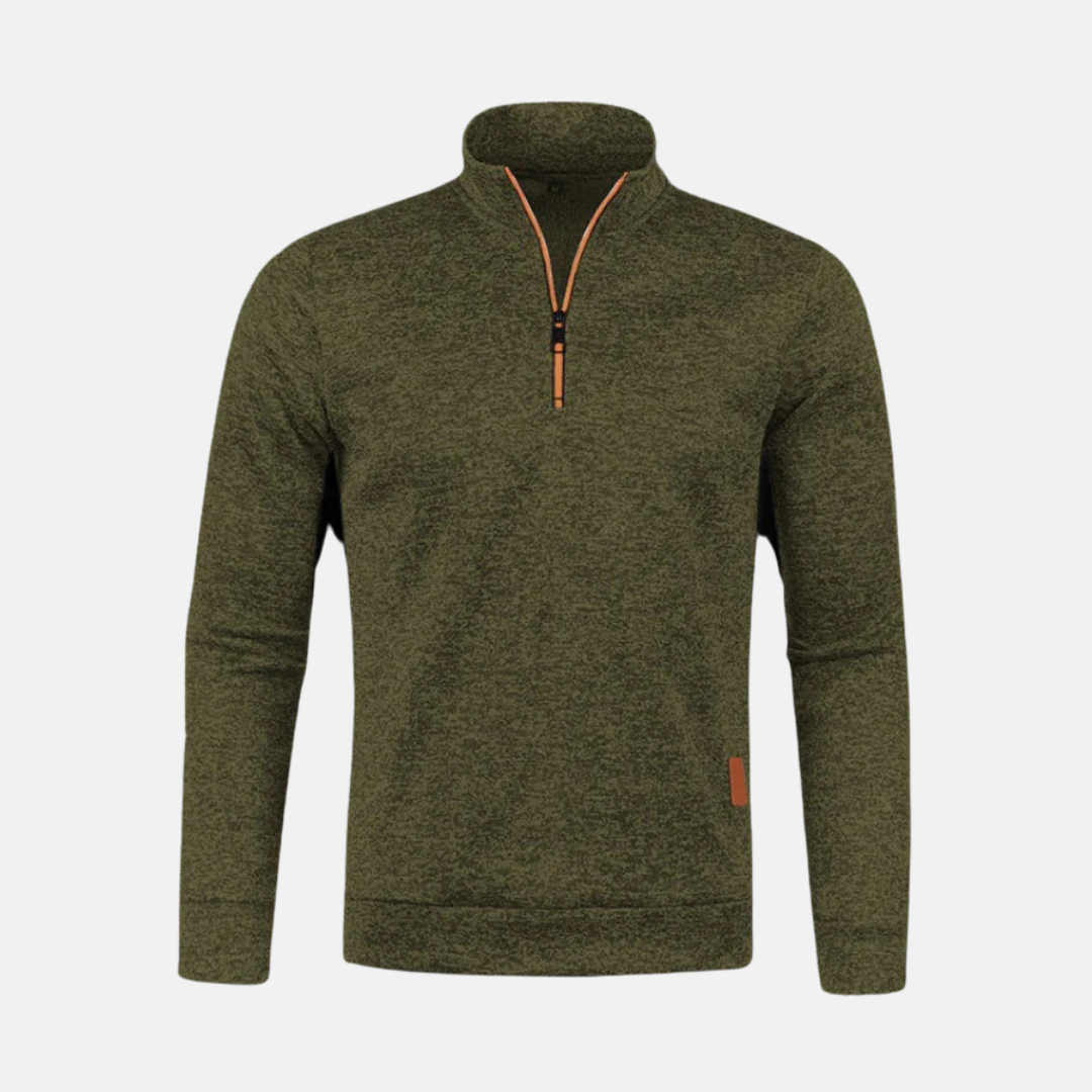 Men's micro textured knit quarter zip sweatshirt stand up collar regular fit fall casual