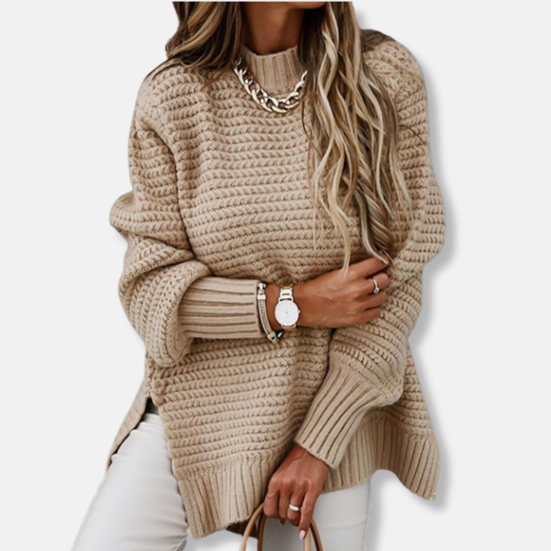 Women's oversized pullover sweater ribbed knit soft texture relaxed casual fit fall winter essential