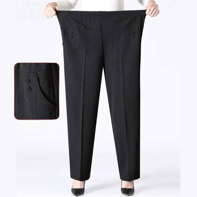 Ambria plus size high-rise fleece-lined trousers with flexible waistband, warm and curve-friendly fit