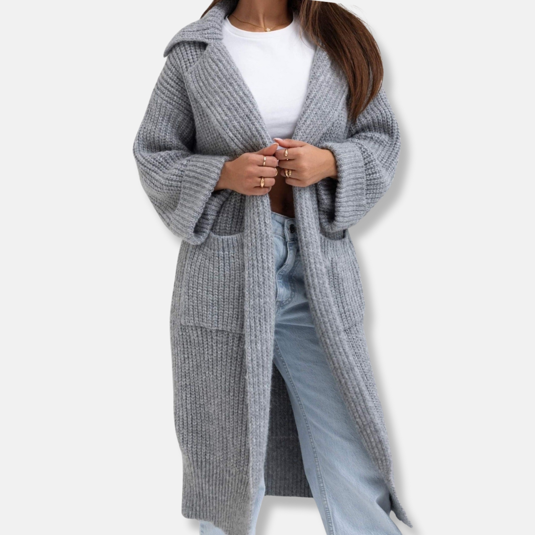 Women's wool blend oversized hooded knit coat with ribbed texture for cozy everyday fall winter wear