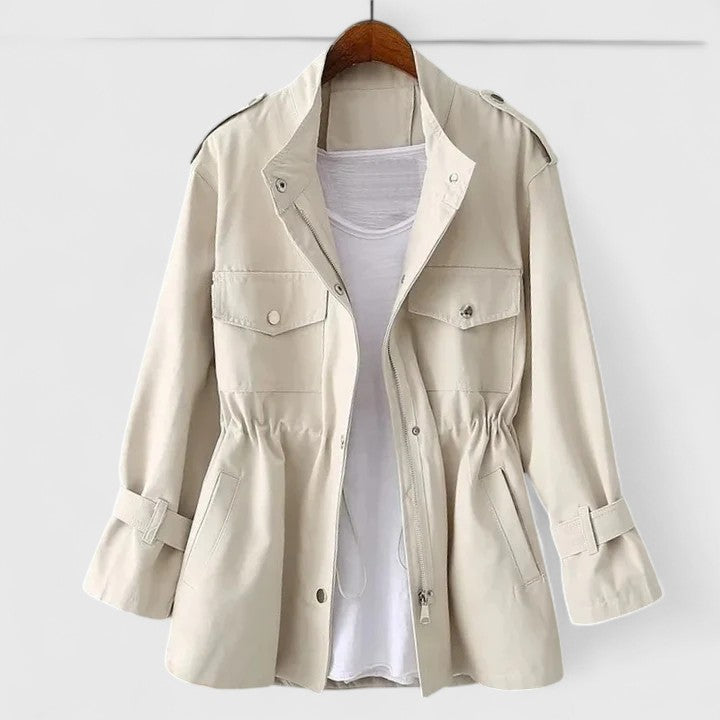 Women's relaxed fit casual jacket with button detail accent for effortless everyday style