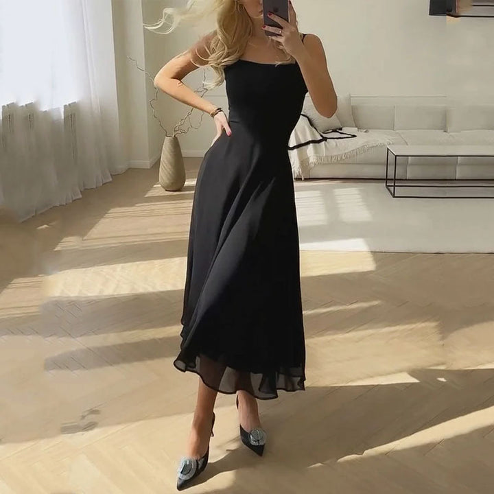 Beatrix square neck midi dress elegant versatile formal casual wear flattering silhouette