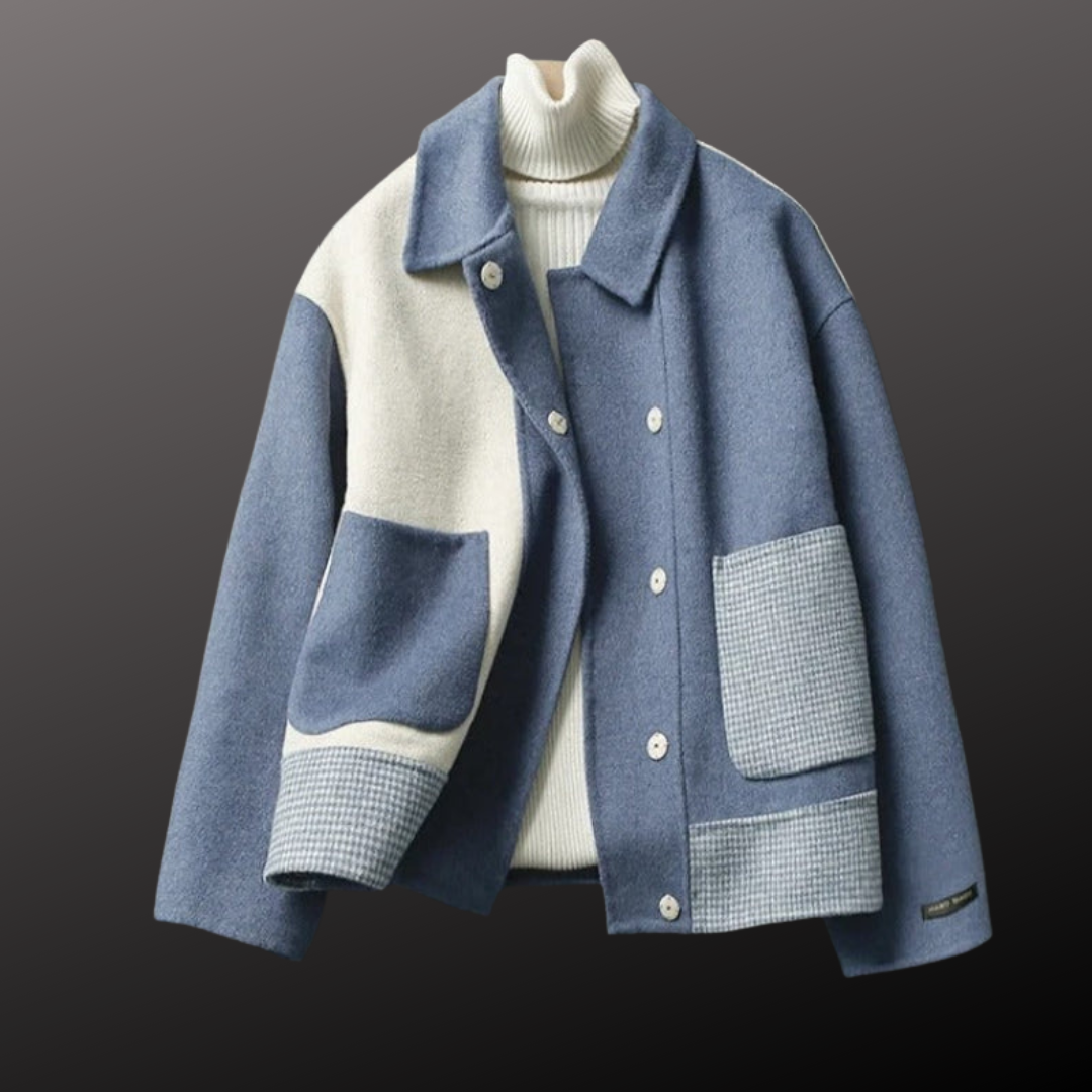 Women's relaxed fit classic check jacket, cozy everyday outer layer with timeless plaid pattern