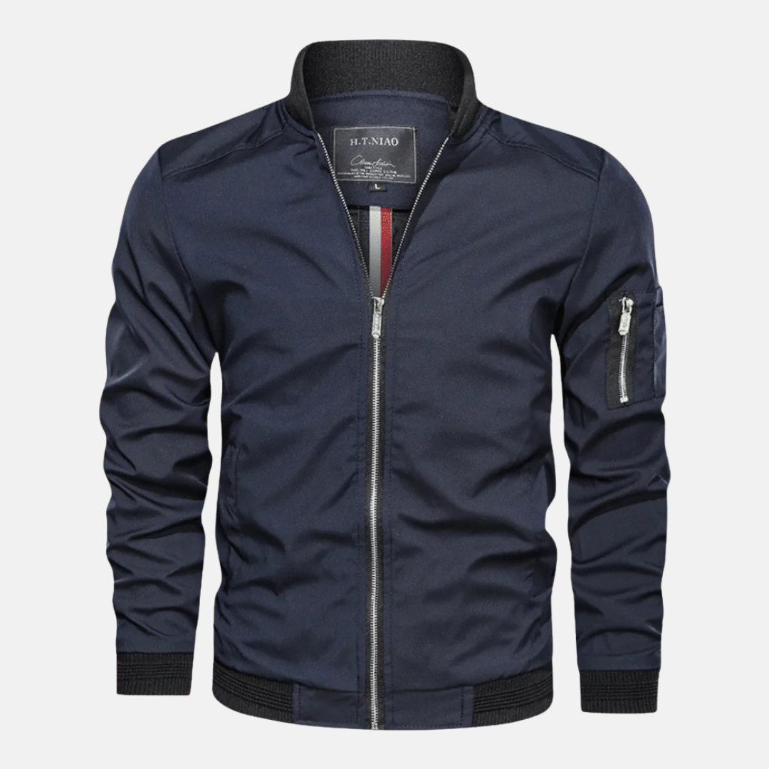 Men's wind-resistant bomber jacket regular fit with ribbed trim and zipper closure urban style