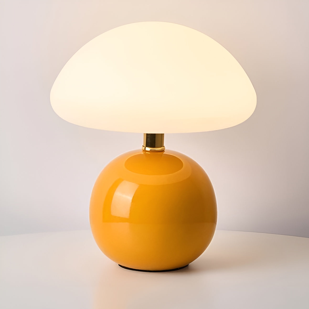 Modern mushroom ceramic table lamp three color modes warm neutral cool white sculptural base cozy decor