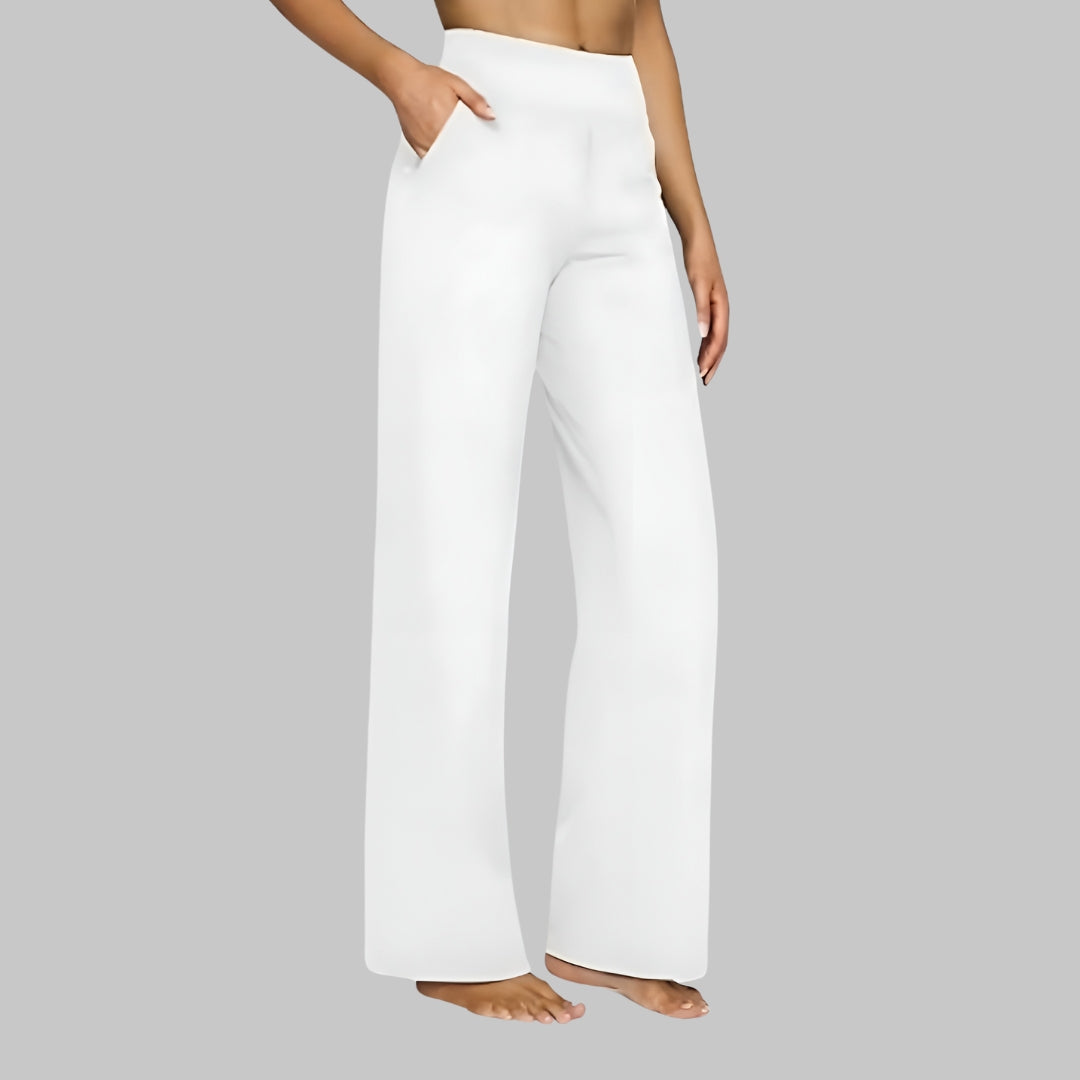 Women's black high waist wide leg pants with flowing silhouette for modern professionals