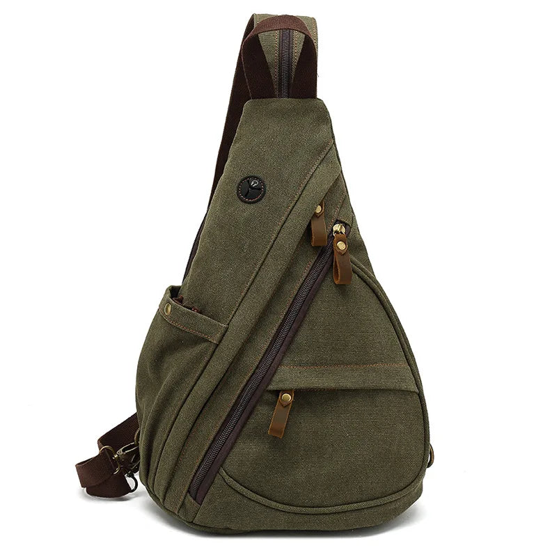Vintage canvas teardrop sling bag ergonomic left or right carry crossbody everyday travel neutral