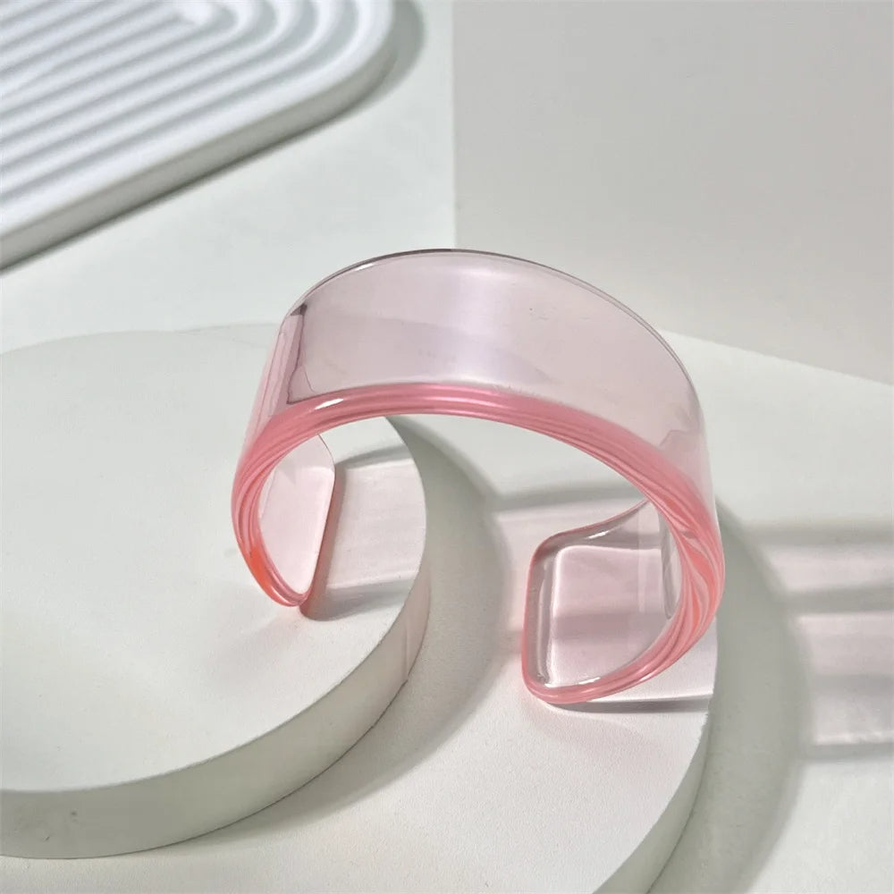 Glossique acrylic bangle ultra-smooth high-shine featherlight stackable minimalist clear cuff bracelet