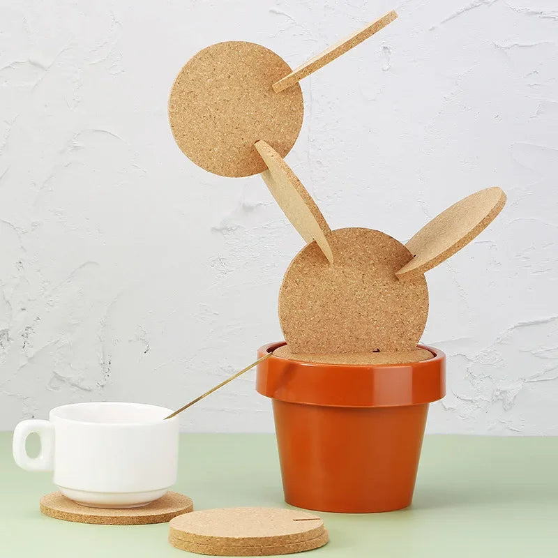 Modular cactus-shaped coaster set, six eco matte ABS interlocking discs, sculptural home decor display