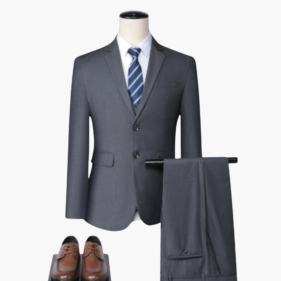 Men's slim fit navy blue elegant suit lightweight breathable fabric for weddings and business events