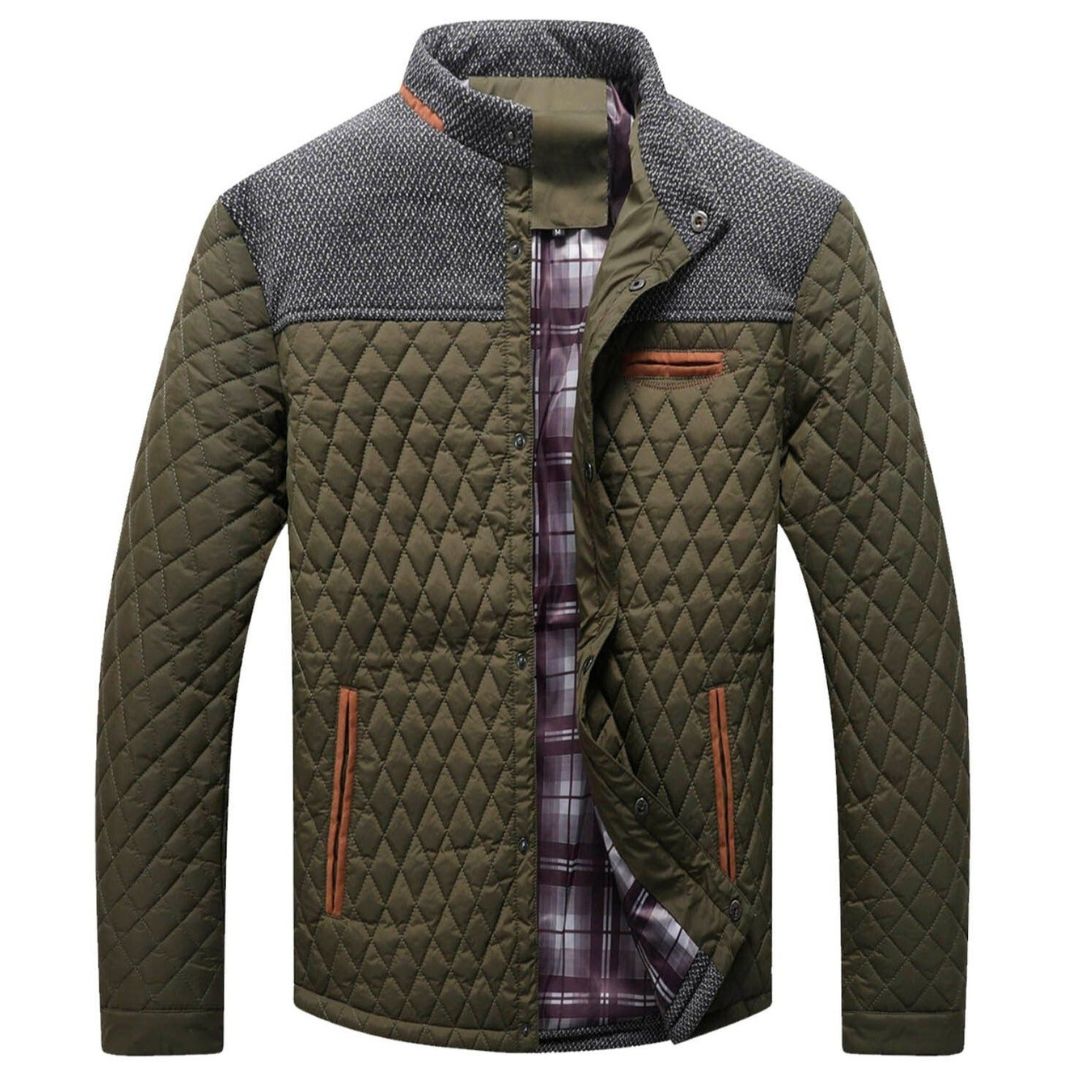 Aaron quilted men's jacket lightweight navy blue urban style with structured quilted pattern