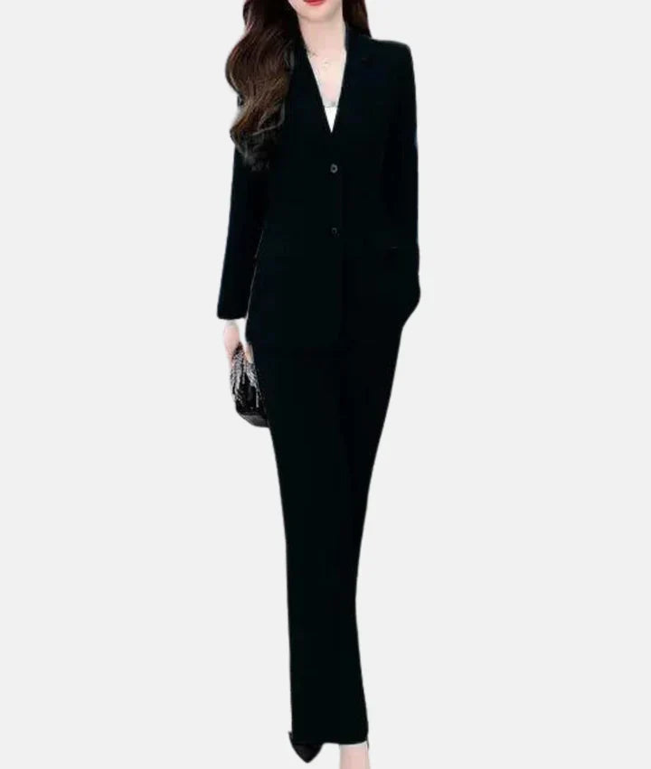 Women's tailored trouser suit elegant blazer professional slim-fit office wear polished silhouette