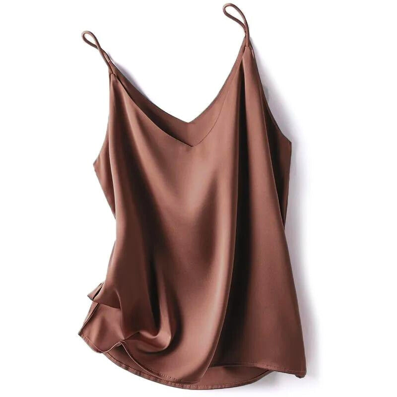 Elise satin camisole silky soft sheen fluid drape elegant summer layering essential flattering fit