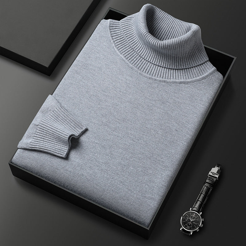 Men's cashmere blend turtleneck sweater lightweight structured neckline cold-weather essential