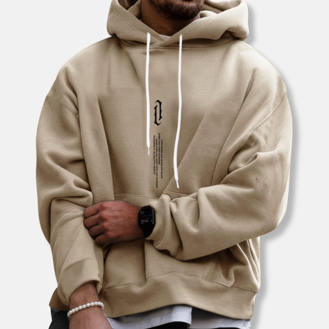 Men's oversized hoodie soft cotton blend printed design kangaroo pocket urban casual streetwear