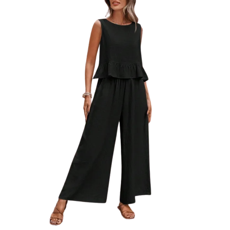 Isla | Women's Two Piece Set Ruffle Tank Top Wide Leg Pants