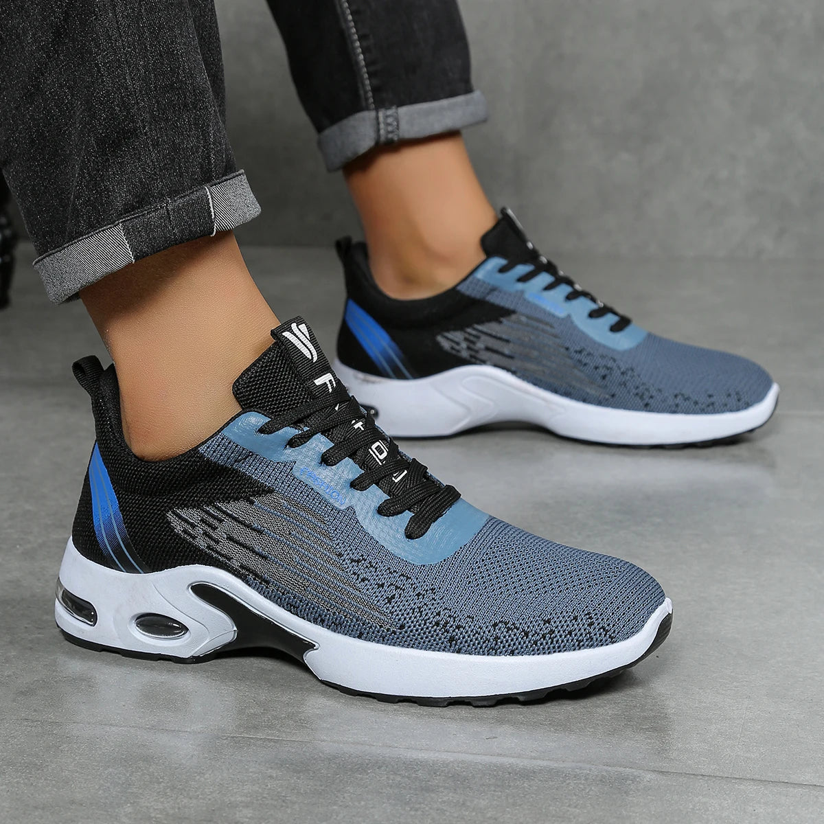 White mesh sock-fit sneaker with air cushioned sole and featherweight breathability for active wear