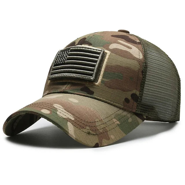 Tactical digital camo patch cap with moisture-wicking sweatband and glare-reducing brim for outdoor use