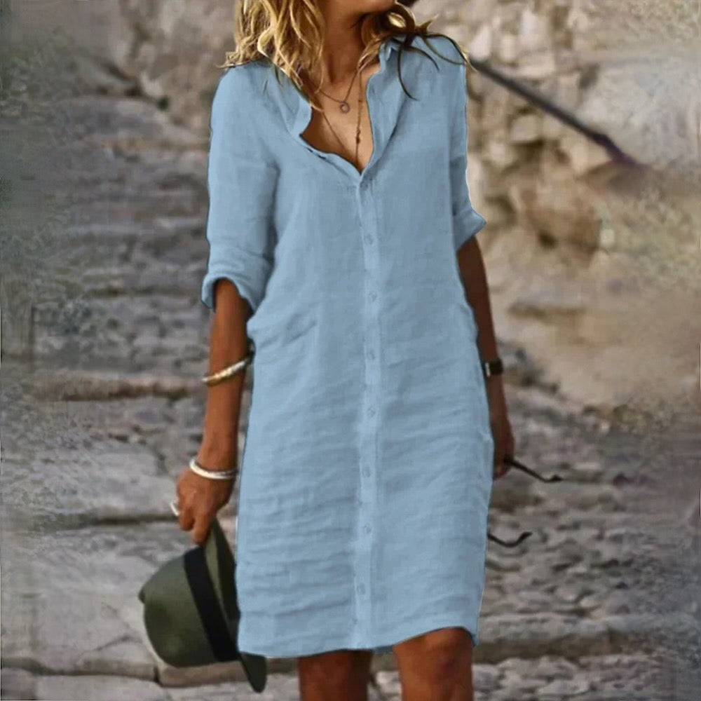 INA women's elegant casual dress lightweight feminine silhouette flattering fit modern everyday wear
