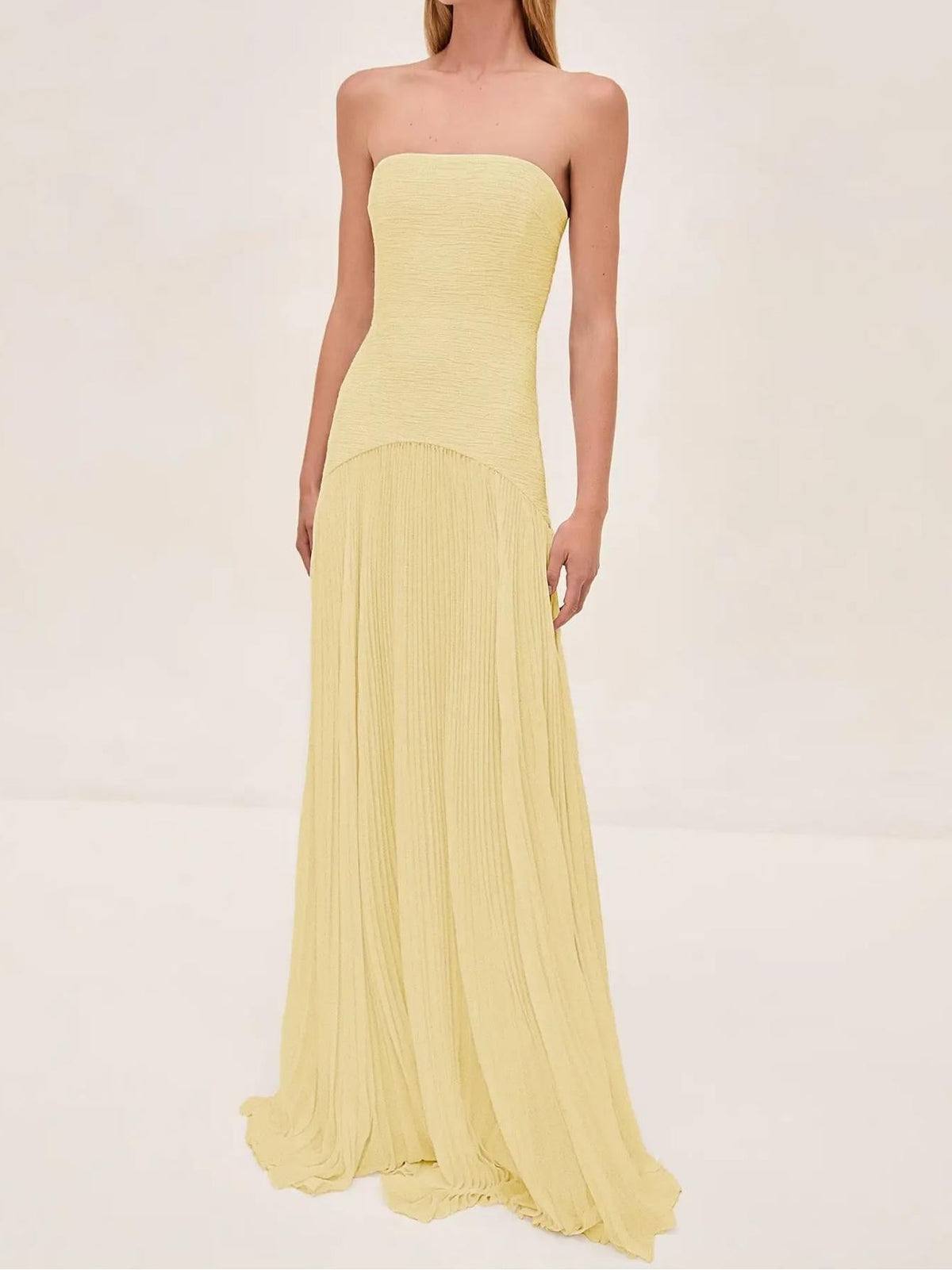 Sage | Women's Strapless Pleated Maxi Dress Formal Evening Gown