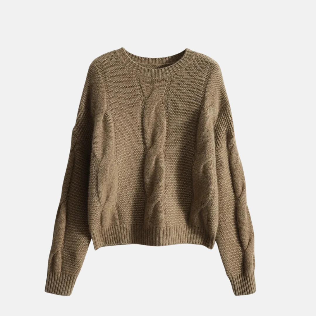 Women's cable knit crew neck sweater relaxed fit long sleeve soft knit blend everyday comfort