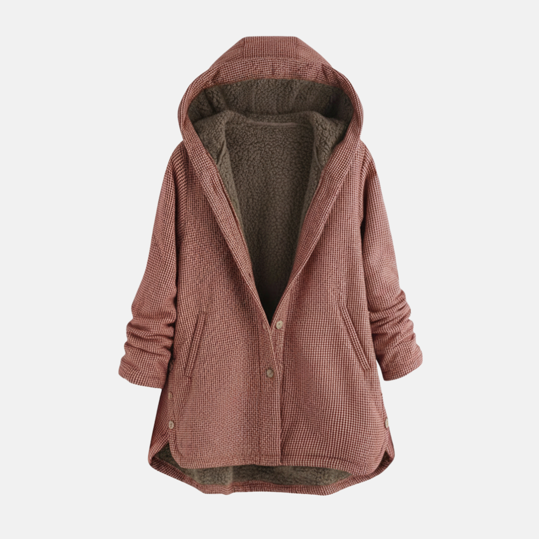 Women's oversized hooded fleece jacket tunic length in casual style with soft fleece lining for warmth