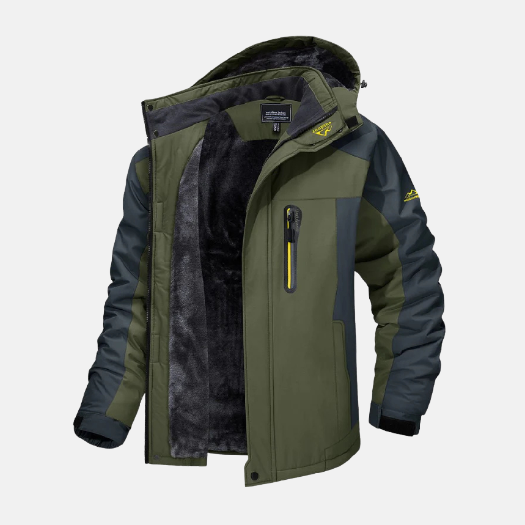 Men's woven hip-length jacket fleece-lined stand collar adjustable cuffs urban winter outerwear