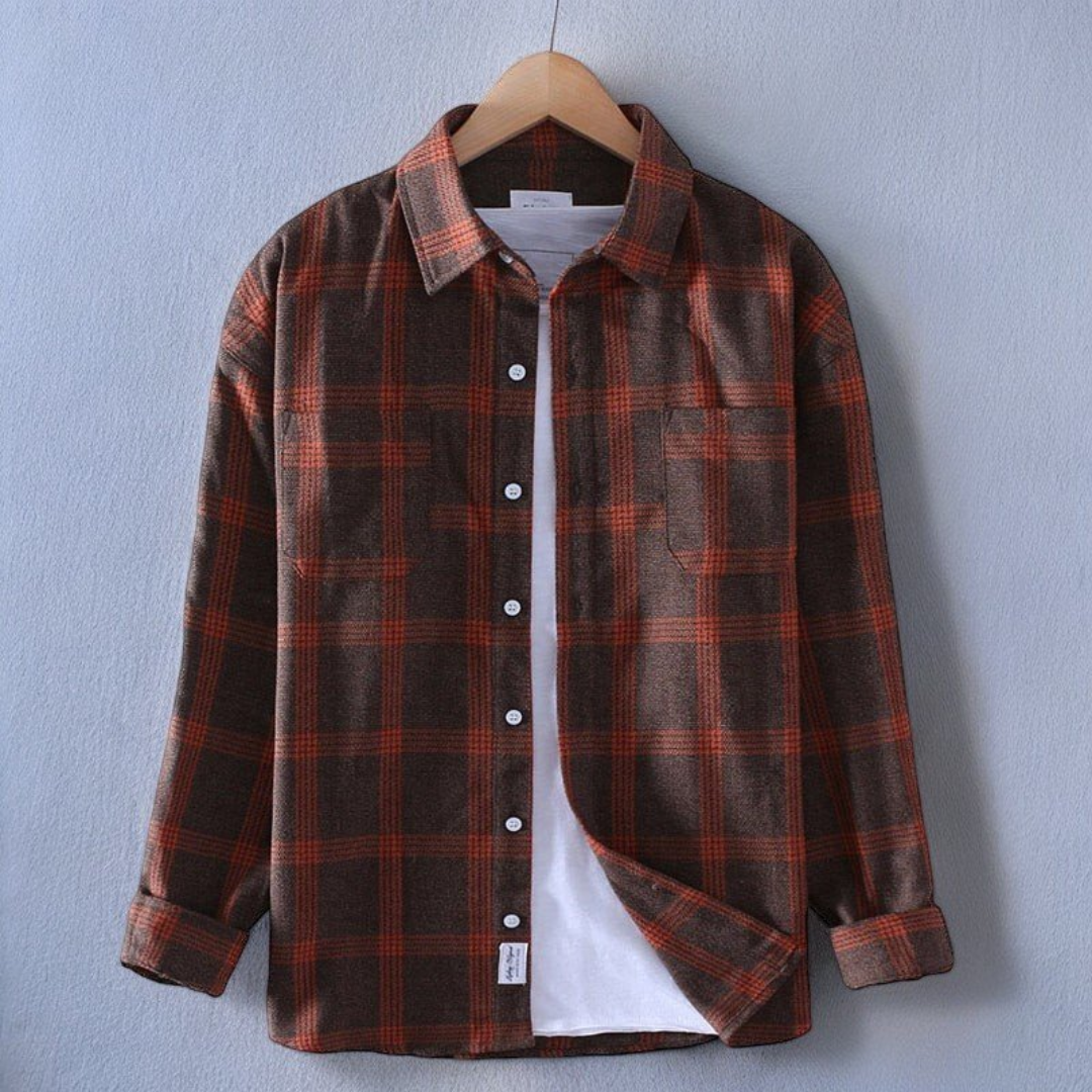 Men's lightweight plaid shirt relaxed tailored fit breathable fabric versatile everyday style