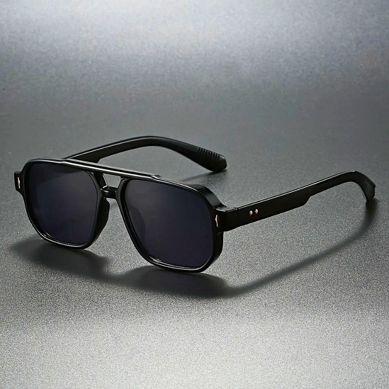 Ravon Retro square sunglasses bold angular black frames UV400 street style unisex eyewear