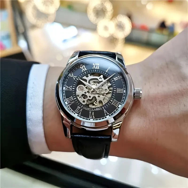 Marquis skeleton automatic watch exposed dial self-winding movement luminous hands collectors timepiece
