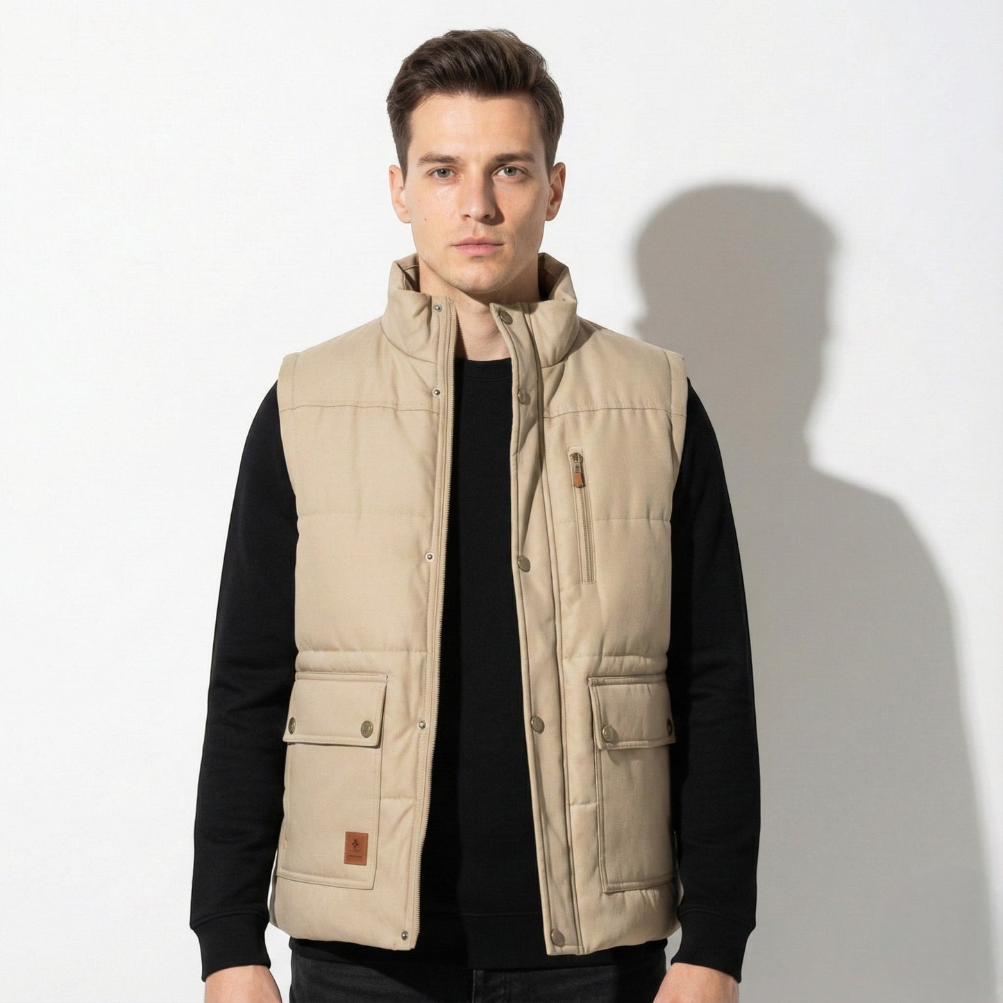 Men's regular fit padded sleeveless vest lightweight insulated layering piece for warmth