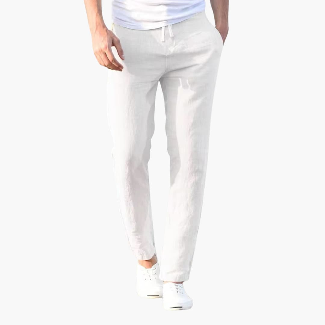 Men's slim fit drawstring waist trousers lightweight breathable fabric for office everyday wear