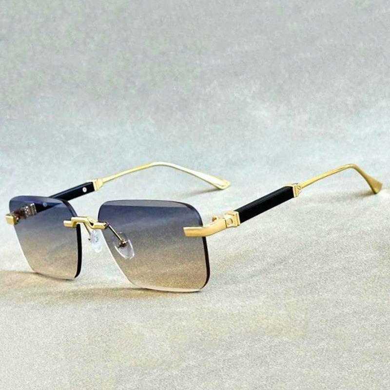 Lynox vintage rimless sunglasses UV400 anti-glare lenses bold retro style lightweight low-profile