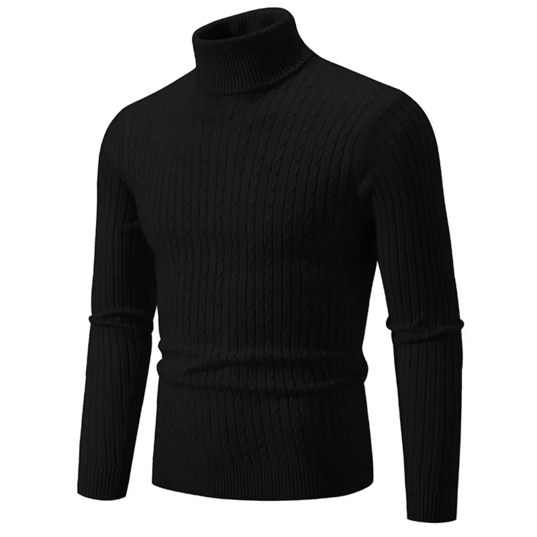Unisex ribbed turtleneck sweater in soft premium knit, classic high-neck silhouette for casual and formal wear