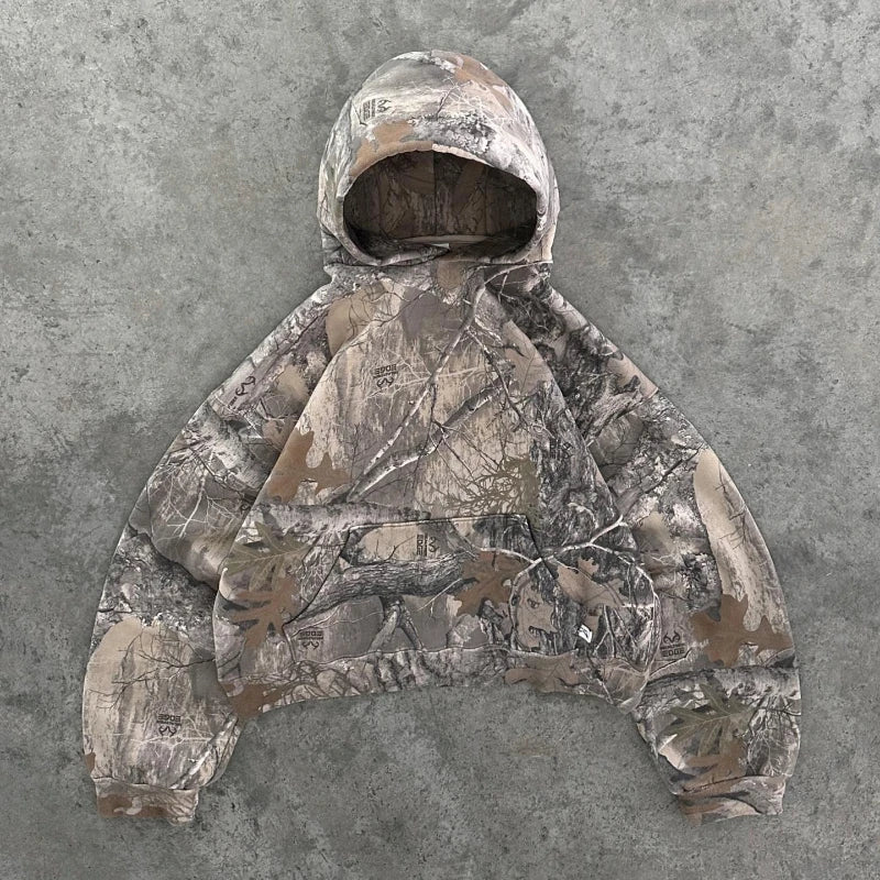 Unisex terrain camo hoodie relaxed fit premium cotton blend tactical streetwear camouflage print