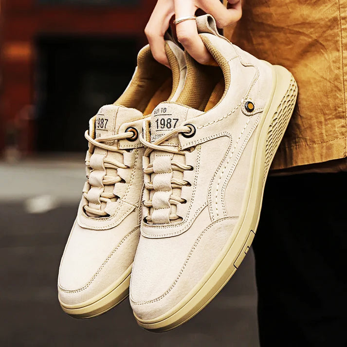 Urbann-Vibe Aurel 1987 white leather low-top sneaker with premium full-grain upper and refined detailing