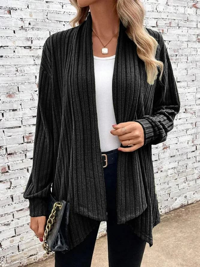 Women's soft knit cardigan lightweight open-front drape with flattering relaxed silhouette