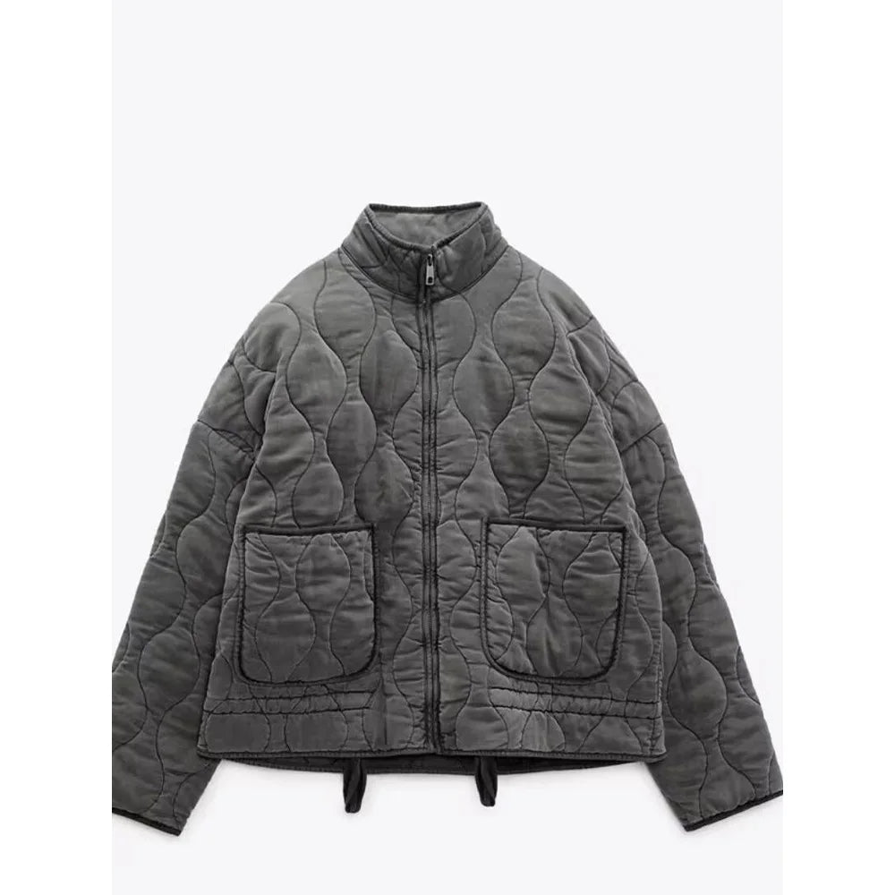 Women's elegant winter jacket timeless cut premium materials warm sophisticated cold weather style