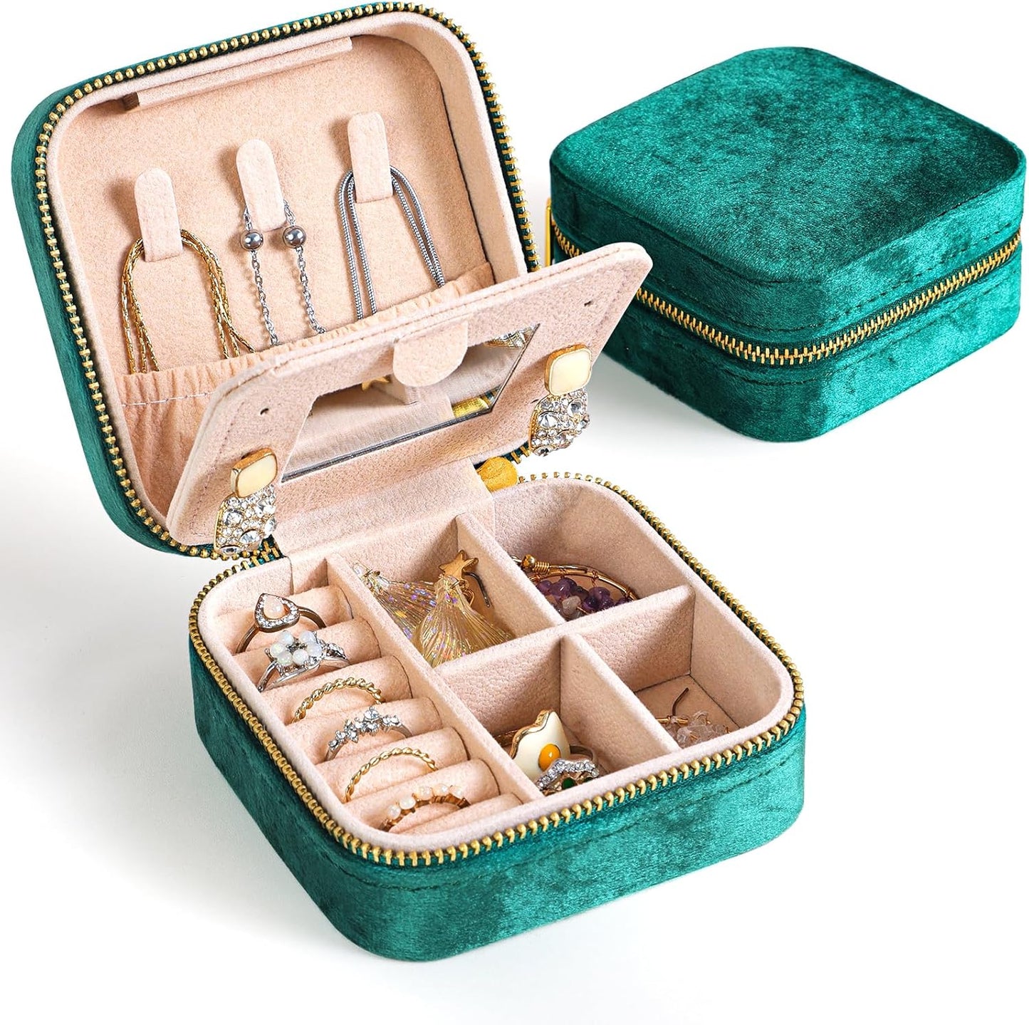 Rivelle premium velvet-lined travel jewelry box in elegant design for rings and earrings protection